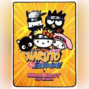 Naruto Shippuden X Hello Kitty Plush Throw Crossover Collab Super Soft Brand New